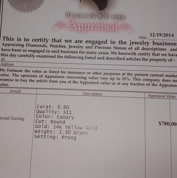 Canary Yellow Diamond 14k Yellow Gold Earing - Picture 6 of 8